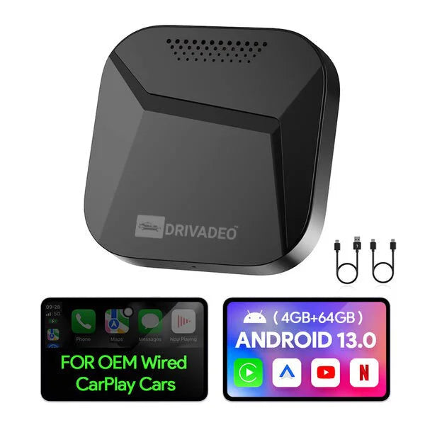 Drivadeo Android 13 CarPlay AI BOX for OEM Car with Wired CarPlay