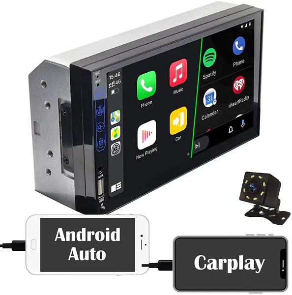 Drivadeo 7 Inch Double din Apple play radio with free backup camera